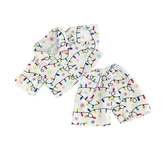 Christmas Lights Pajamas for 14"-18" Stuffed Animals, Soft Plush Toy Sleepwear Outfit for Kids & Toddlers