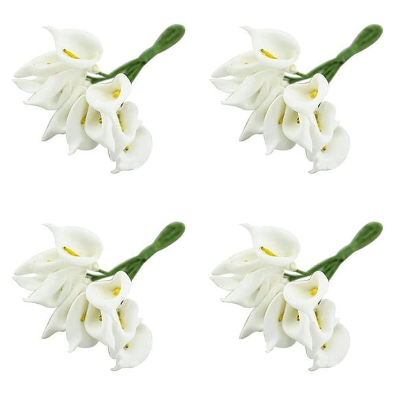 48Pcs Mini Calla Artificial Flower Bouquet Wedding Decoration DIY Wreath Gift White