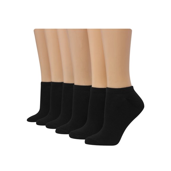 Hanes Comfort Fit Women's No-Show Socks, 6-Pairs Black 5-9