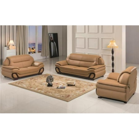 Maxwest C203 Ch Modern Camel Genuine Leather Sofa Loveseat And Chair Set 3 Pcs