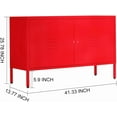 thumbnail image 3 of Metal Accent Storage Cabinet for Bed Room,Living Room,Home,Hotel,Office,Garage,2-Tier, Removable Shelf (2 Door Accent Cabinet, Red), 3 of 6