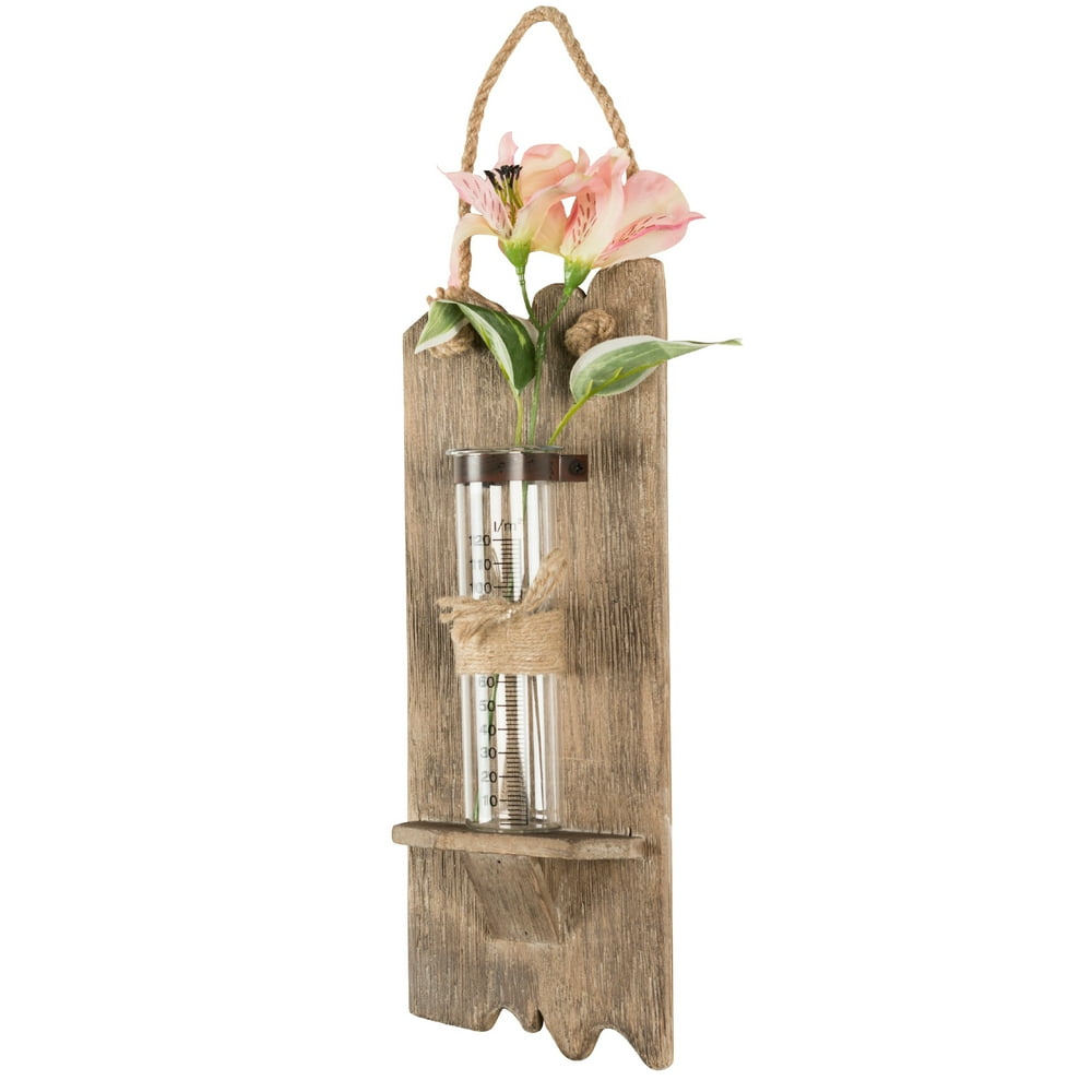 Rustic Wall Hanging Flower Vase 13"x4.5" Hanging Glass Flower Planter