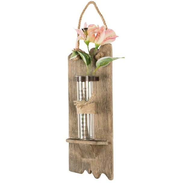 Rustic Wall Hanging Flower Vase 13"x4.5" Hanging Glass Flower Planter