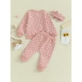 thumbnail image 4 of Gupgi 0-3 Years Baby Girls Outfit, Flower Print Long Sleeve Sweatshirt Sweatpants Headband Outfit, 4 of 9