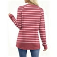 thumbnail image 4 of Ltctricy Women's Long Sleeve T Shirts Trendy Crew Neck Striped Fashion Tee Tops Soft Casual Tees Loose Tunic Blouses(Red,X-Large), 4 of 7