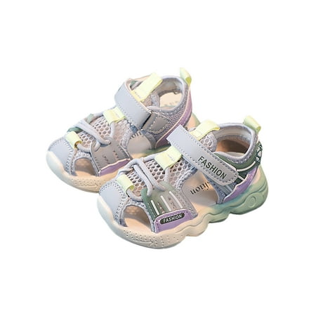 

Daeful Girls Boys Beach Shoe Sport Summer Sandal Lightweight Sandals Breathable Closed Toe Casual Shoes Unisex Gradient Gray 11C
