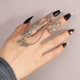 thumbnail image 3 of Liitata 2 Pcs Finger Chain Rings Chain Hollow Full Finger Rings Punk Chain Knuckle Joint Rings For Women Girls Birthday Dating Party Halloween Jewelry, 3 of 5