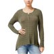 thumbnail image 2 of Camiseta henley a rayas Hippie Rose para mujer, verde, pequeña Hippie Rose henley, 2 of 2