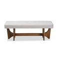 thumbnail image 2 of Baxton Studio Theo Grayish Beige Upholstered Brown Finished Bench, 2 of 8