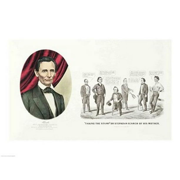 L'hon. Abraham Lincoln 16e Président des États-Unis 1860 Affiche Imprimée par Nathaniel Currier - 24 x 18 Po.