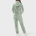 thumbnail image 7 of PXLKNZH Womens Fleece Onesie Plus Size Solid Color Pajamas Jumpsuit Warm Sherpa Romper Sleepwear One Piece Zipper Lounge Hooded Playsuit Green,XXL, 7 of 7