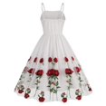 thumbnail image 4 of RYDCOT Women's Spaghetti Strap Floral Embroidered Dress for Women Embroidery Rose Dress Sleeveless Tulle Prom Cocktail Party Dress on Clearance, 4 of 7