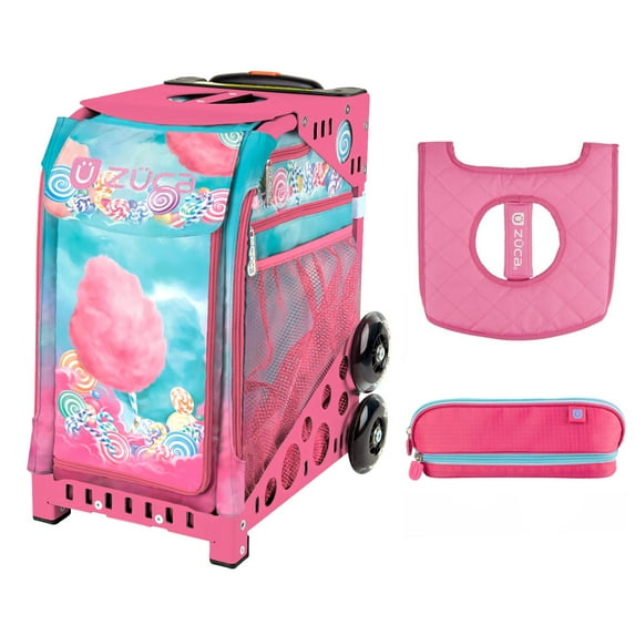 Zuca 18" Sport Bag - Cotton Candy with Seat Cover and Zuca Pencil case (Pink Frame)