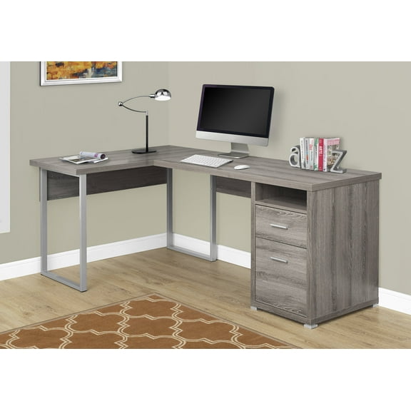 Monarch Specialties Computer Desk, Home Office, Corner, 80"L, L Shape, Work, Laptop, Brown Laminate