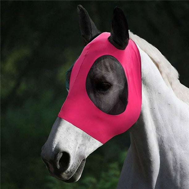 Máscara antimoscas elástica súper cómoda, gran espacio para los ojos con protección UV, suave para la piel y transpirabilidad, rosa