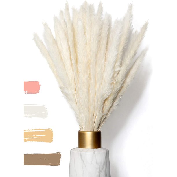 Fluffy Pampas Grass Dried 15 piezas - Flores secas - Natural, sostenible y fácil de limpiar - Decoración elegante Ormromra MZQ-0839-1