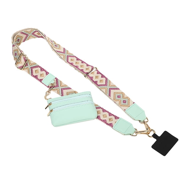 Bolso bandolera con correa para teléfono celular, para llaves, lápiz labial, monedas, bolsa con cremallera, longitud ajustable, cordón para teléfono con billetera -J