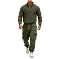 thumbnail image 2 of Yusimy Men's Solid Color 2-Piece Stand-Up Collar Hoodie Set Long Sleeve Elastic Waist Drawstring Straight Leg Pants Casual, 2 of 9