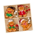 thumbnail image 4 of 12 piezas de adornos navideños de hombre de jengibre Soledad decoración colgante de madera Estilo B, 4 of 9