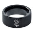 thumbnail image 2 of Tungsten Old Norse Viking Band Ring 9mm Men Women Comfort Fit Black Flat Cut Brushed Polished, 2 of 4