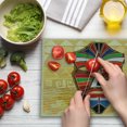 thumbnail image 3 of Tiki Bar Cutting Board, Colorful Vivid on Vintage Style Backdrop Geometric Prehistoric, Decorative Tempered Glass Cutting and Serving Board, Large Size, Multicolor, by Ambesonne, 3 of 5