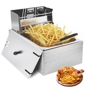 Daluvenix Commercial Deep Fryer with Basket 6L 2500W Professional Electric Countertop Deep Fryer Stainless Steel Large Capacity with Temperature Control
