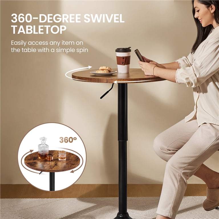 Yaheetech Modern Adjustable Round Pub Table, Rustic Brown photo 3