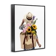 thumbnail image 3 of Stupell Industries Woman Carrying Floral Backpack Varied Sunflower Blossoms Graphic Art Black Framed Art Print Wall Art, Design by Amelia Noyes, 3 of 5