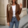 thumbnail image 2 of Women's Faux Suede Leather Jackets Lapel Long Sleeve Open Front Outwear Stylish Casual Fall Winter Cardigan (XL, Brown), 2 of 9
