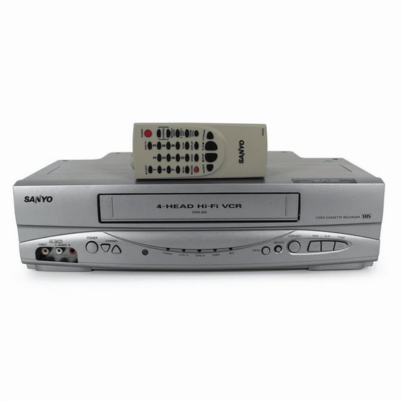 Restored Sanyo VWM-950 4-Head Hi-Fi VCR w/ Original Remote, Manual, A/V Cables, & HDMI Converter
