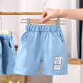 thumbnail image 5 of ZACPNCV Girls Cotton Elastic Waist Denim Shorts with Pockets Letter Printed Casual Joggers Shorts Summer Clothes Light Blue 4-5 Years, 5 of 5