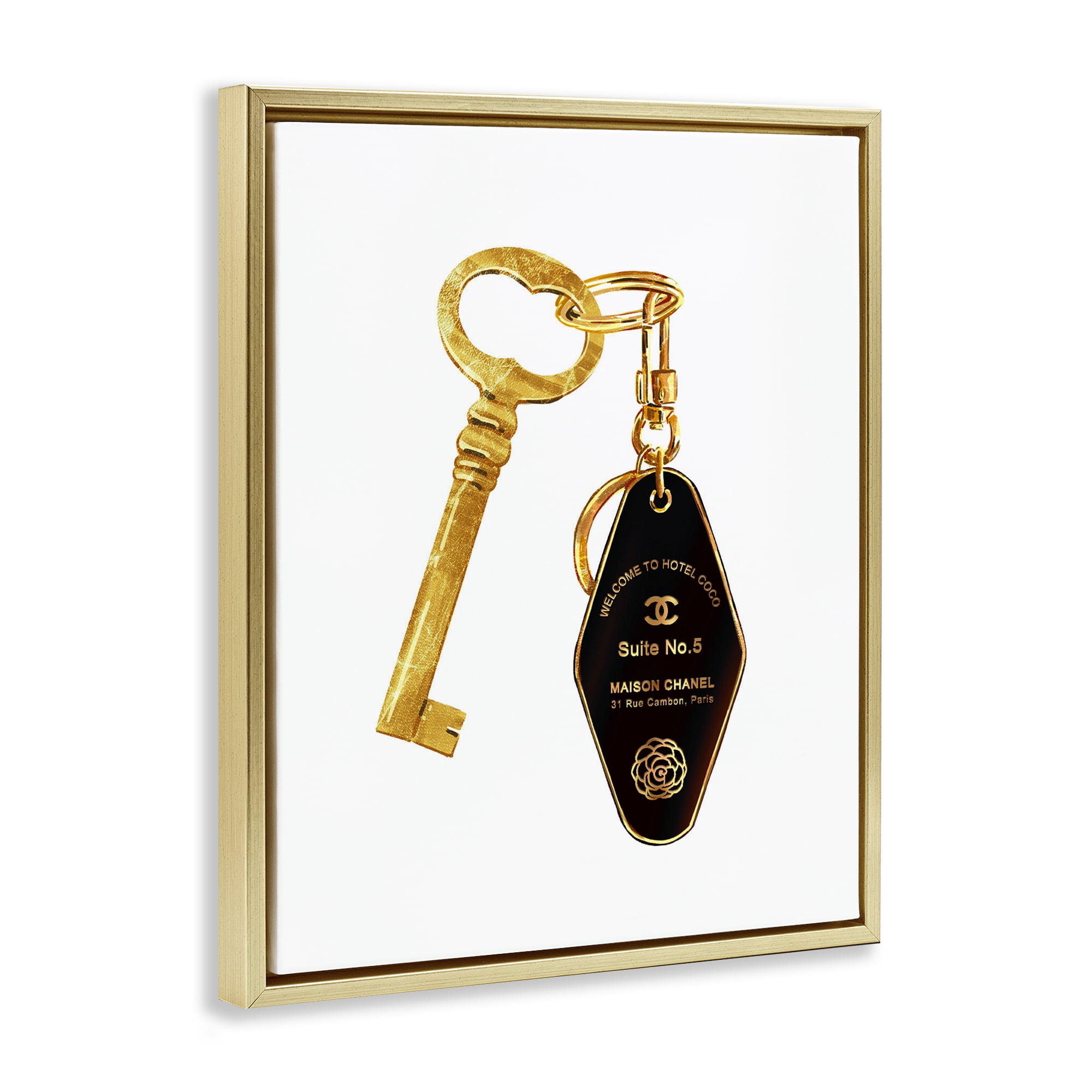 Luxury Fashion Key Gold Framed Floater Canvas Wall Art, design by Ziwei Li