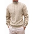 thumbnail image 3 of Men'S Mock Neck Vertical Cable Knit Long Sleeve Pullover Sweater Khaki S, 3 of 7