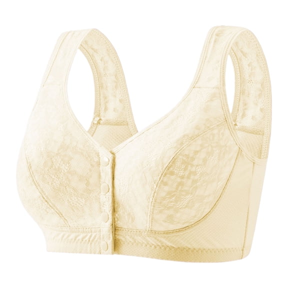 Women's Cotton Front Closure Wireless Bra, Comfortable No Underwire Full‑Coverage Bra, Wide Strap Support Sleep Bra for Daily Wear for Senior