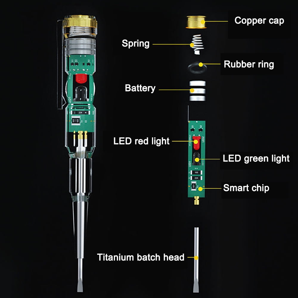 Intelligent Waterproof Voltage Tester Pen Power Voltage Detector Electricity  Detector Test Pencil With High Brightness Led Light Electrical Indicator  Tool With Screwdriver 