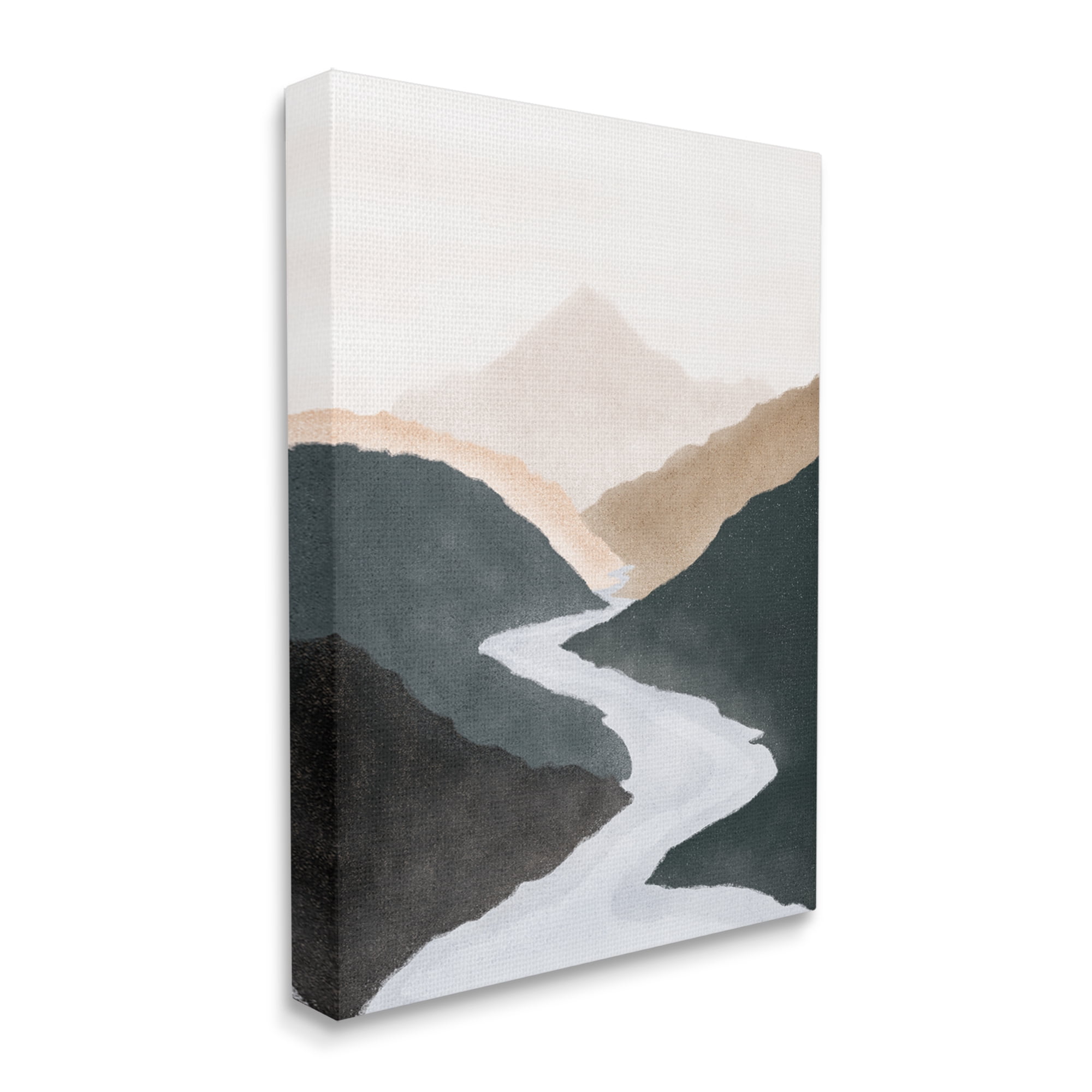 Stupell Industries Flowing River Nature Landscape Foggy Distant Mountain Painting Gallery Wrapped Canvas Print Wall Art, Design by JJ Design House LLC