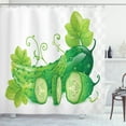 thumbnail image 1 of Celtic Green Shower Curtain, Juicy Cucumber in Slices with Leaves Ornaments, Fabric Bathroom Set with Hooks, 69W X 70L Inches, Pale Green Apple Green and Hunter Green, by Ambesonne, 1 of 3