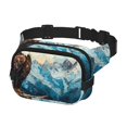 thumbnail image 2 of Saiise Iceberg Chauve Aigle Motif Double Compartiment Sac Banane Carré Sac de Taille Réglable Mains Libres Ceinture de Course Randonnée Sécurité Voyage Sergé Bandoulière, 2 of 9