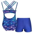 thumbnail image 5 of DPOIS Little Big Girls Mermaid Gymnastics Leotard Shorts Outfit, 5 of 6