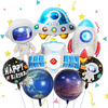 8 PCS Galaxy Space Balloons, Large Outer Space Cartoon Balloons Inflatable Rocket Astronaut Earth Spaceship Planet Balloons Space Themed Party Supplies for Galaxy Birthday Party Photo Booth