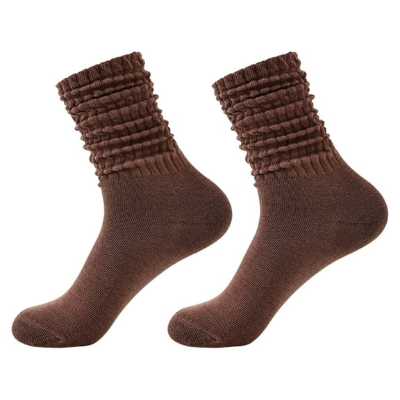 Women Scrunch Crew Socks Solid Cotton Boot Calf Socks Ribbed Slouchy Socks