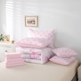 thumbnail image 6 of Feelyou Fashion Bow-tie Teens Bedding Comforter Set 7pcs, Princess Pink Queen Bedding Sets, 6 of 8