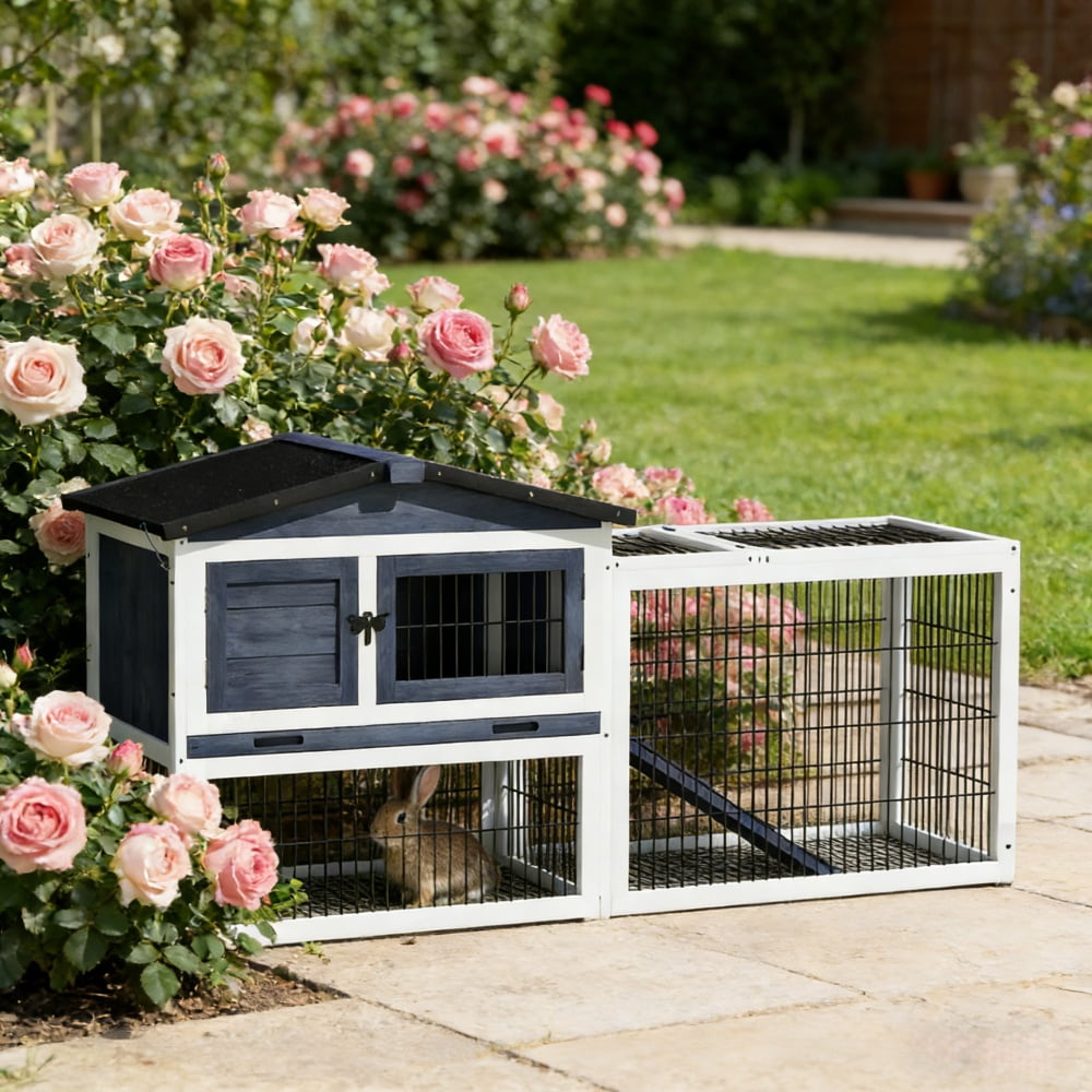 Small Animal Playpen Cage for Rabbits and Guinea Pigs, Fir Wood