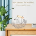 thumbnail image 4 of Wooden Handle Metal Retro Basket Portable Multi-Function Vegetable Fruit Egg Groceries Practical Storage Organizer Black, 4 of 8