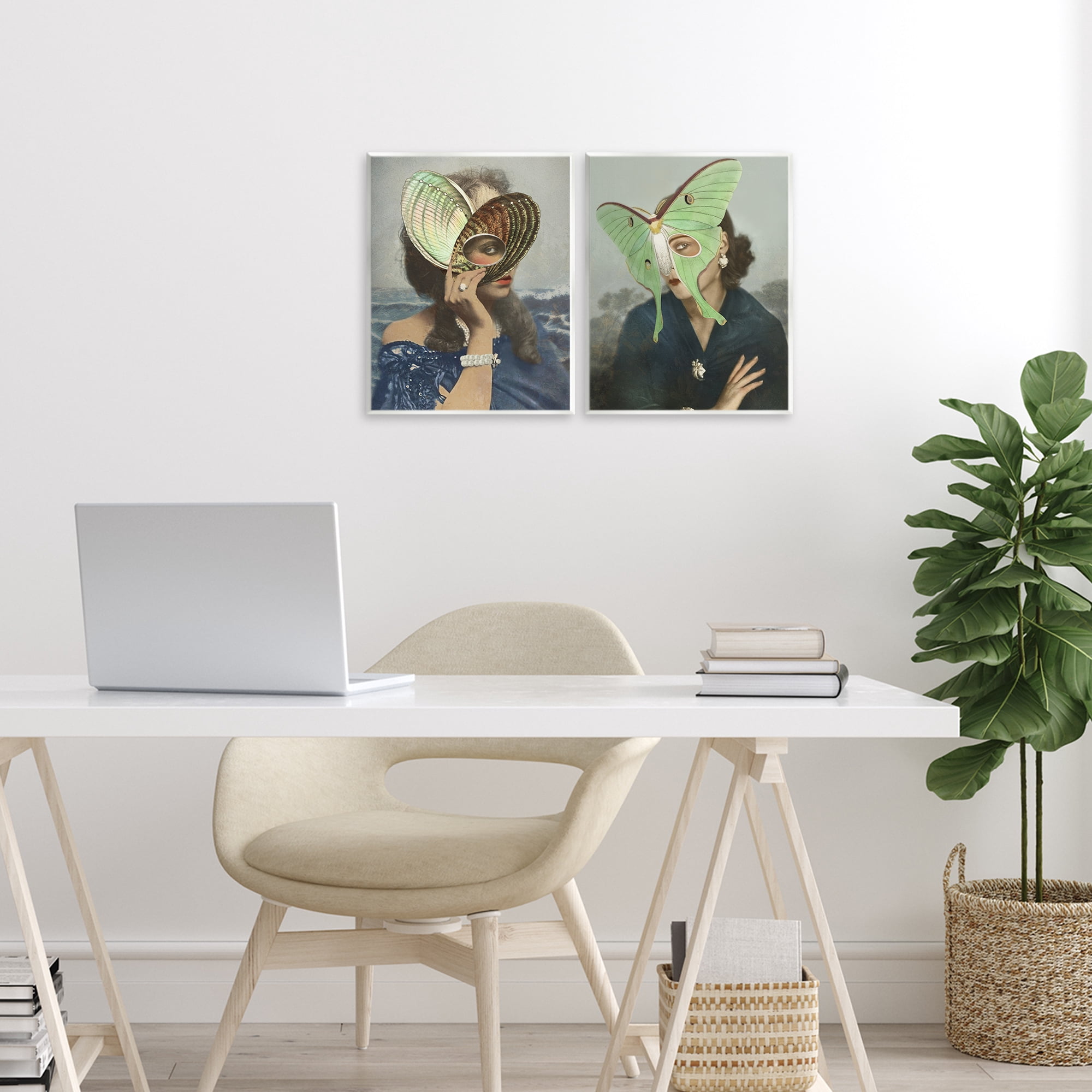 Stupell Industries Naturalist Women Portraits 2 Piece Wall Plaque Art Set, design by Victoria Barnes