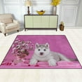 thumbnail image 3 of Coolnut Cute Siberian Husky Puppy with Flower Lightweight Carpet Mats, 5'3" x 4' Area Soft Rugs, Floor Mat Rug Home Decoration for Kids Room Living Room, 63"x 48", 3 of 6