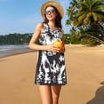 thumbnail image 3 of Easygdp Floral Cow Silhouette para Vestido Transpirable de Mujer, Vestido Suelto de Manga Corta con Pliegues y Bolsillos para el Verano, 3 of 7