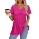 thumbnail image 4 of Vestido Corto de Verano Color Sólido Cerradura Manga Corta Cuello Redondo Top / Camisa Poliéster, Blusa Casual de Moda para la Primavera Y el Verano, 4 of 9