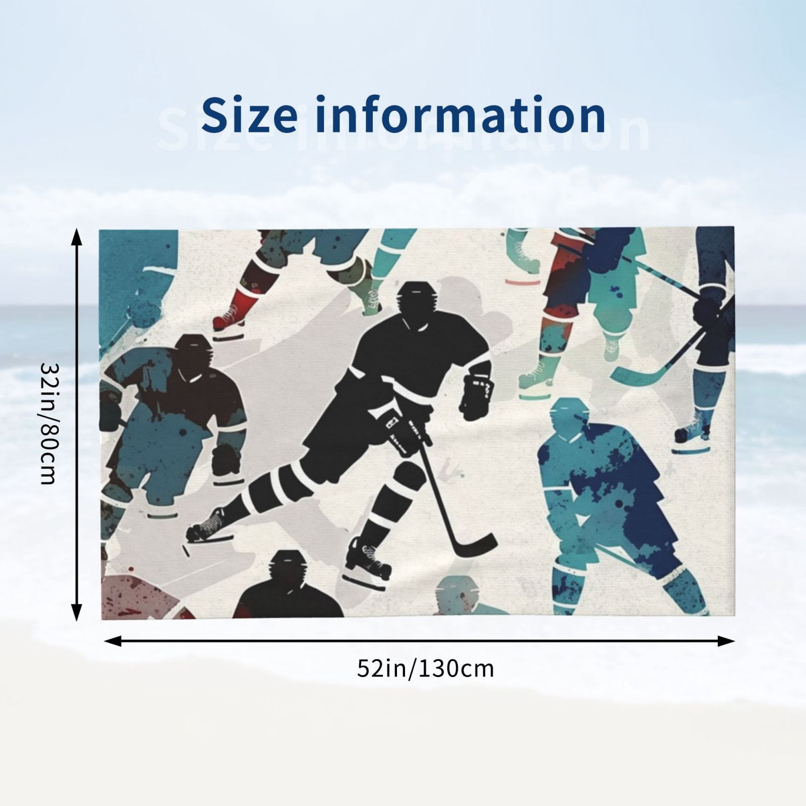 Hockey Players Vintage Beach Bath Towel Gym Spa Shower Towels Pool Soft 32" X 52" for Men Women
