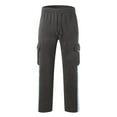 thumbnail image 4 of Qgtaibl Mens Fleece Lined Cargo Sweatpants Drawstring Elastic Waist Joggers Pant with Multi-Pockets Baggy Winter Sweatpant Dark Gray (Men's M), 4 of 5